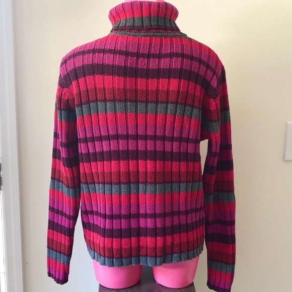 Relativity Multicolor Striped Long Sleeve Cotton Turtleneck Sweater Size M - Picture 2 of 4